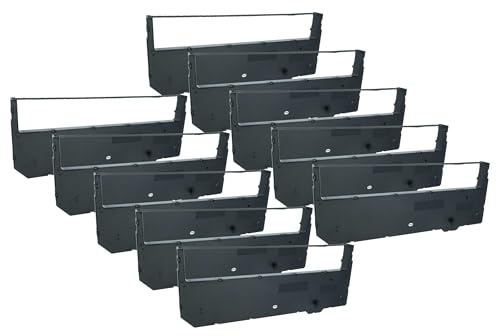 vhbw 10x Farbband Schriftband kompatibel mit Tally Genicom T6100 | T6101, T6140, T6141 Nadeldrucker, Bondrucker - Schwarz