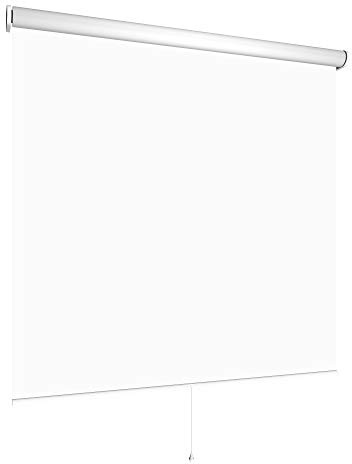 Verdunklungsrollo Springrollo Mittelzugrollo viele Farben und Größen Montage Metall Träger Fenster Rollo Vorhang lichtundurchlässig Raum verdunkelnd Hitzeschutz Sichtschutz (120 x 180 cm, Weiß)