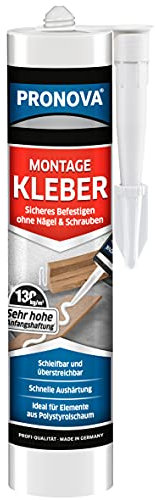 PRONOVA Montagekleber, weiß, 435g Baukleber mit starker Anfangshaftung, Kraftkleber für saugende Materialien auf Basis von Acrylatdispersion