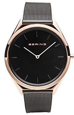 Bering Unisex Quarz Uhr | Armbanduhr 39 mm Edelstahlgehäuse und Zifferblatt | Milanaisearmband | Saphierglas | 3 ATM | 17039
