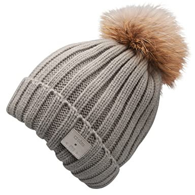 SBS Cappello Invernale da Donna, Berretto Morbido con Pon Pon e Auricolari Wireless Rimovibili, Tasti Musica/Chiamate e Microfono Integrati, Ottima Idea Regalo
