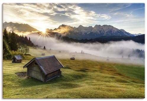 ARTLAND Wanddeko Leinwand Bilder Wandbild 60x40 cm Landschaftsbilder Bayern Berge Alpen Natur Allgäu Landhausstil U2EX