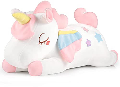 GAGAKU Beschwertes Einhorn-Plüsch, Beschwertes Einhorn Plüschtier für Angst, süßes Plüschtier Kissen Spielzeug Geschenk für Kinder und Erwachsene, 66 cm, Weiß