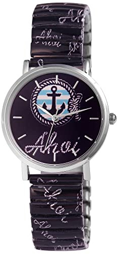 Excellanc Damen-Uhr Edelstahl Zugband Maritim Anker Print Analog Quarz 1700070