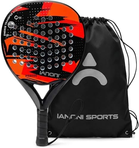 IANONI Racchetta da paddle da tennis con superficie in fibra di carbonio con nucleo in schiuma EVA Memory Flex Core (ROSSO)