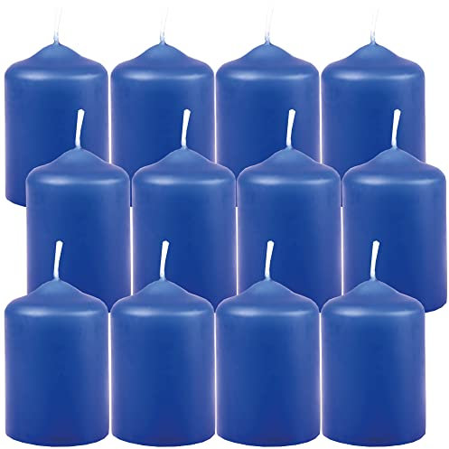 HS Candle Wachskerzen Stumpenkerzen Blau Ø4cm x 6cm (12 Stück) Teelicht Durchmesser, in vielen Farben - Hergestellt in EU - Kerzen Blockkerzen - Wachs
