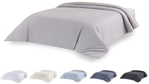 Todocama Housse de Couette en Microfibre pour Couette au Toucher Extra Doux (Gris Clair - Lit 105/120-180 x 220 cm).