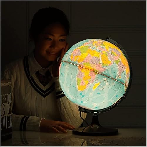 HRTC globus Neueste große Weltkugel mit Ständer und Lupe Beleuchtung Weltkugel pädagogischer geografischer Globus 12,5 Zoll Durchmesser Praktisches Lehrbuch
