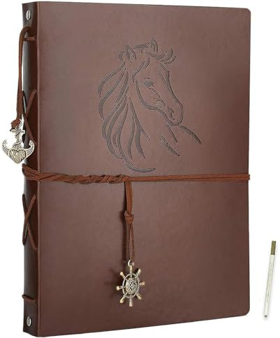 AIOR Album Fotografico Autoadesivo, Fai da Te Album Foto in Pelle Scrapbook Memories Album, Regalo Compleanno Regali Anniversario di Matrimonio (Cavallo)