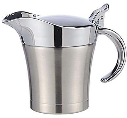 NZPOST 450 ML Isotherme saucière Double paroi en Acier Inoxydable Pot à Sauce avec Bec verseur à charnière Couvercle en Acier Inoxydable 304 saucière en Acier Inoxydable