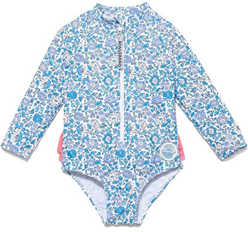 BONVERANO Traje baño bebé protección Solar UPF 50+ Cierre Cremallera con Volantes