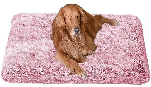 NENIUX Haustierbett, Hundebett, Matratze, Anti-Angst, waschbar, Hundekäfigbett, Hundekissen, Hundekissen, Katzenauflage, Haustierkissen für große, mittelgroße und kleine Hunde, 50 x 40 x 5 cm, Rosa