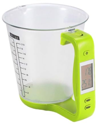 BESTonZON 1000g Tasse à Mesurer Numérique avec Écran Lcd de Précision pour Cuisine Poignée Abs Facile à Utiliser