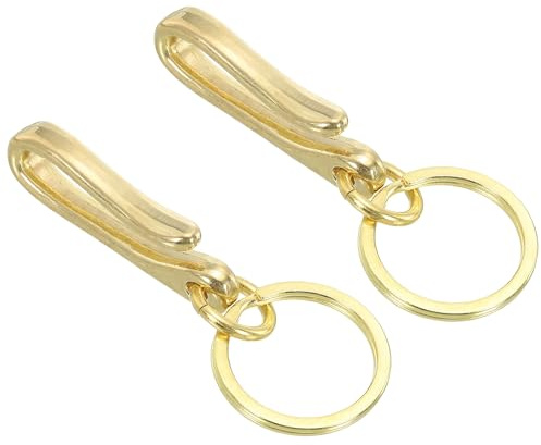 PATIKIL U Shape Hook Keychain, 2 Pack 2.4 Inch Long Solid Brass U Key Loop Hook Belt Clip Fish Hook Keychain for Wallet Chain Pocket