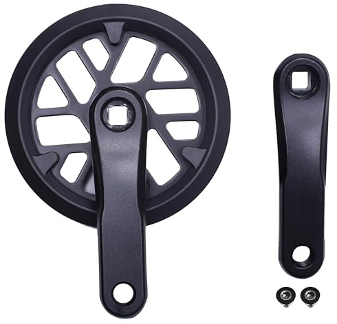 PROWHEEL Junior & Kids Kurbelgarnitur, 76 mm/89 mm/102 mm/114 mm/127 mm/140 mm/152 mm/160 mm/165 mm 25T/28T/30T/32T/36T Vierkantloch-Fahrrad-Kurbelarm-Set, Doppel-Kettenrad und Ersatz-Kettenschutz