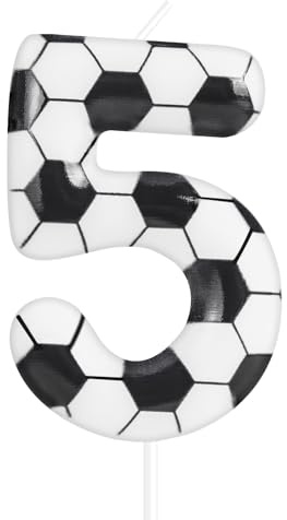 Fußball-Geburtstagskerzen zum 5. Geburtstag, Party-Dekoration, Fußball-Geburtstagskuchenkerzen für Jungen, Mädchen, Kinder, Sport-Mottoparty-Zubehör