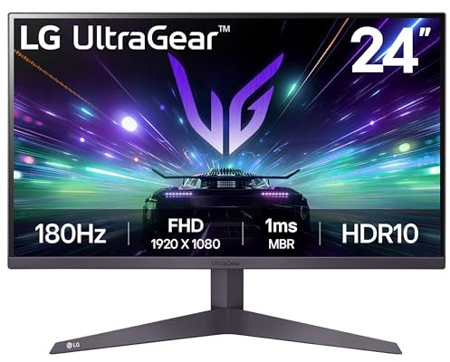 LG UltraGear Gaming Monitor 24GS50F, 24 Inch, 1080p, 180Hz,1ms MBR, 5ms Response Time, HDR 10, AMD FreeSync, Smart Energy Saving, Displayport, HDMI