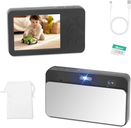 Snezhnaya Appareil photo de poche numérique ouvert avec miroir, Y2K 1080p pour pratique de la photographie, Noir, X10, 32G