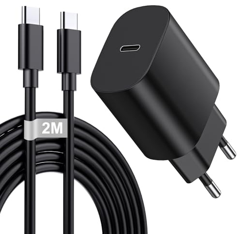 Cargador USB C Carga Rapida 25W con 2M Cable para Samsung Galaxy S25/S24 ultra/S24/S23/S21/S20/S10/Note 20 ultra/A55/A54/A35/A25/Fold 5, Enchufe Tipo C para Carregador para Samsung Fast Charger USB C