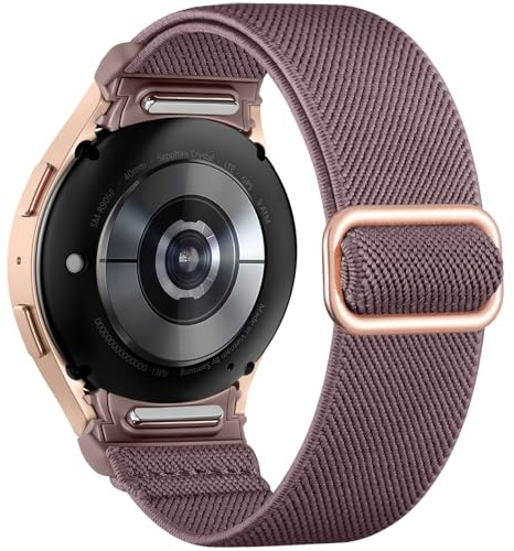 Mastten Nylon elastiskt armband för Samsung Galaxy Watch 7/6/5/4 40 mm 44 mm Classic Pro FE snabbfrigörande sportband utan hål, för kvinnor och män, röklila