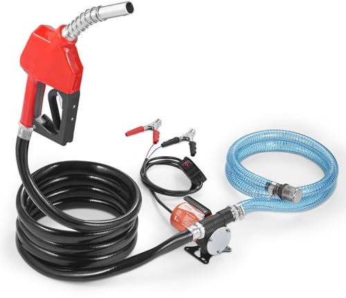 VEVOR Pompe Transfert Carburant Électrique Portable 12 V CC 8 GPM 30 L/min 1/5 CV Buse de Carburant Arrêt Automatique, Long Tuyau Entrée et Sortie, pour Mélange d'Essence, Diesel, Kérosène, Méthanol