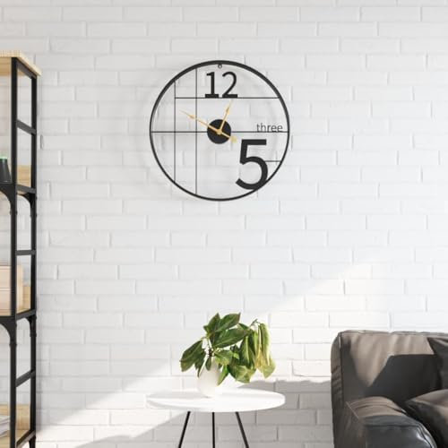 Sufrk Orologio da Parete Nero Ø50 cm in Ferro,Orologio da Parete Adesivo Grande - Particolari Moderni - Orologio da Muro per La Casa Soggiorno Cucina Camera da Letto Ufficio Decorazione