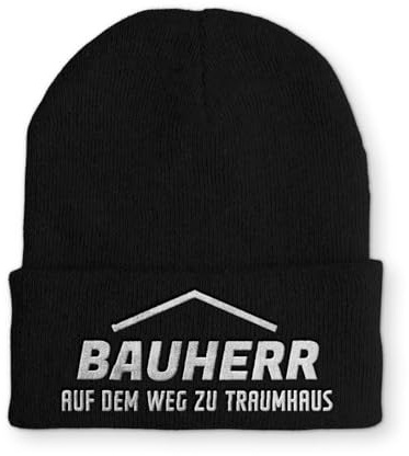 tshirtladen Beanie Bauherr auf dem Weg zum Traumhaus Wintermütze Mütze mit lustigem Spruch