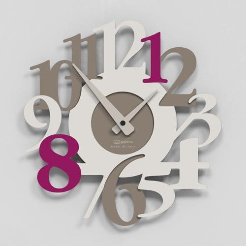 Giallobus - Premium-Uhr - Carved - MDF-Holz - Premium 45x45cm - 04 - Beauty - Italienisches Handwerk – geräuschlos – Geschenkidee – modern