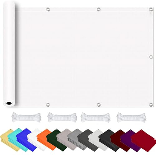 Sonnensegel Sonnenschutz 80 x 400 cm, (Nach Mass) Markisenstoff 98% Uv Schutz Wasserabweisend, Sonnenschutz Tuch mit Öse, für Balkon Garten, Weiß
