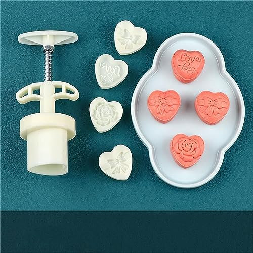 Mantieni lo stampo torta di luna Stampi for torta Mooncake, Stampo MoonCake a forma di cuore d'amore, 50 g Mooncake pressato a mano con 4 fiori stampati, Stampo for stampi for torta con decorazioni fo
