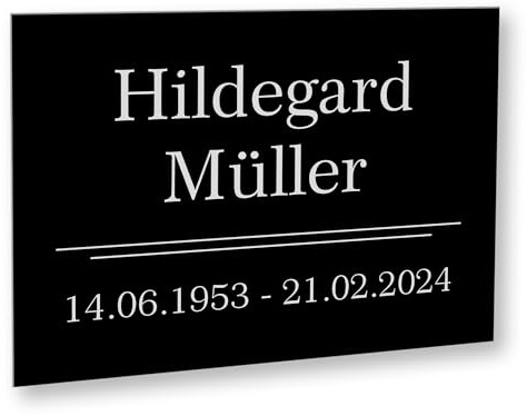 INDIGOS UG - Gedenktafel - 40x30 cm - wetterfeste Grabplatte als Grabstecker - Text und Datum - Schilder selbst gestalten mit Wunschname & Datum bedruckt