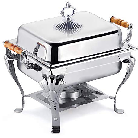 Tyvotrend Edelstahl Chafing Dish, Wärmebehälter mit Deckel und Griffe, Abnehmbar Speisenwärmer für Buffets, Tragbar Warmhaltebehälter, Profi Suppenwärmer für Catering, Buffet, Party
