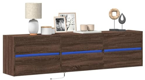 ShGaxin 3307939 Meuble TV mural avec LED marron chêne 180 x 31 x 45 cm