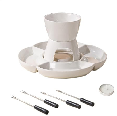 Set para Fondue De Chocolate Olla de Cerámica, Calentamiento a Vela,