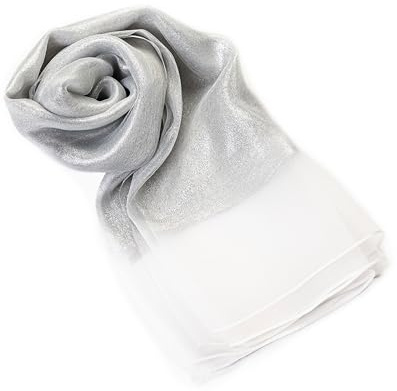 MAPIMANIA - Stola Elegante Donna Argento per Cerimonia e Matrimonio – Scialle Estivo in Seta 195x70 cm, Coprispalle per Abito da Sera