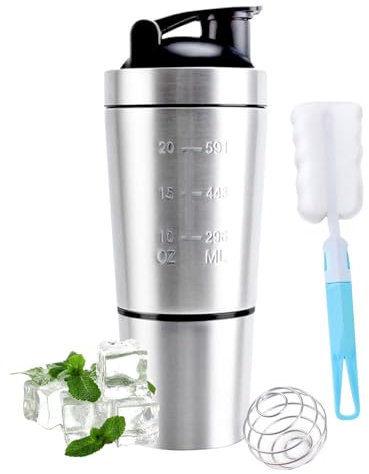 Myluatye Shaker Proteine 700ml,Borraccia Protein Acciaio in Polvere,Shaker per Proteine in Acciaio Inox,Senza BPA,per Palestra,Sport