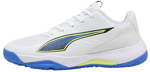 PUMA Accelerate JR 4 Game on Chaussures de Handball, Blanc-rougeâtre Ultra Bleu, Pointure 38, Puma Blanc Brillant Rouge Ultra Bleu, 5 UK