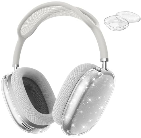 Fintie Hülle Kompatibel mit AirPods Max 2 (2026)/ AirPods Max 1 (2024/2020) Kabellose Kopfhörer, weiche TPU Klar Anti-Scratch Schutzhülle, Glitzer Klar