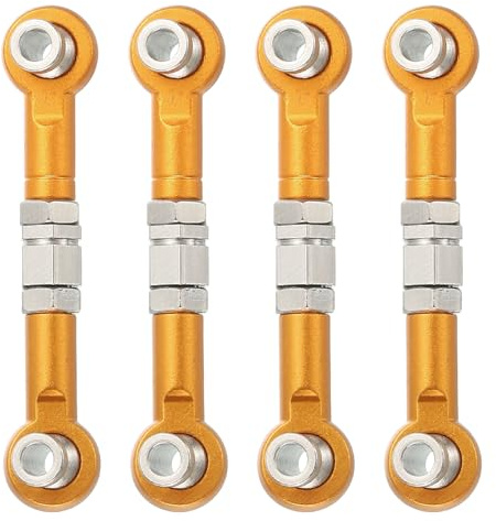 sourcing map 4 Pcs Steering Servo Turnbuckle Rod RC Aluminum Alloy Linkages for HSP 1/10 94123 On-Road RC Car (Gold Tone, 38mm)