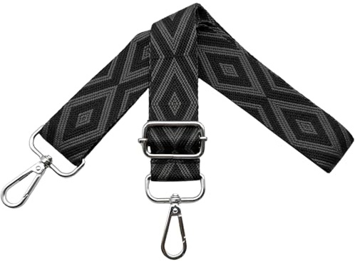 Verstellbarer Schultergurt für Taschen Taschengurte zum Wechseln Schulterriemen Umhängegurt Breit 3.8 cm mit Silber Karabiner für Damen Crossbody, Umhängetasche DIY Zubehör, Schwarz/Grau dunkel, V13