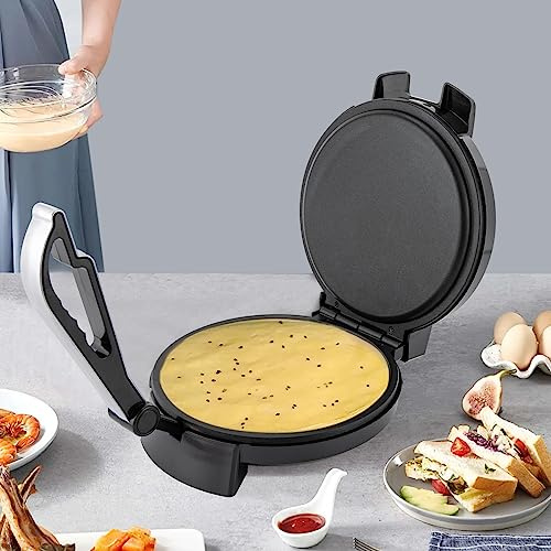 Pancake Crepe Maker 1200W Double-Sided Heating Roti Maker Electric Chapati Omelettes Non-Stick Machine Stainless Steel Flat Bread Naan maker -Adjustable Temperature, 34 * 25 * 19cm