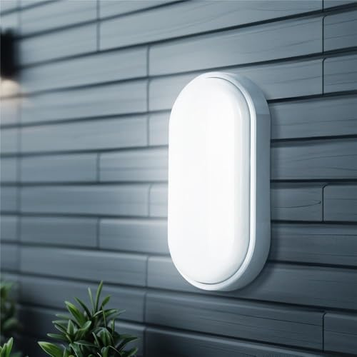Modee Lampada da Parete LED impermeabile ovale 14W 4000K IP 54 illuminazione Per Esterni e Interni-bianco