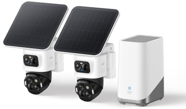 eufy Security eufyCam S4 Kit de 2 caméras Surveillance WiFi Extérieure, Bullet-PTZ Triple Objectif, 4K UHD, Panorama 360°, Inclinaison, Suivi Auto, Zoom Hybride x8, Vision Nocturne, pour HomeBase S380