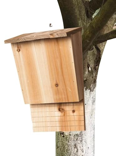 Fledermaushaus, aus Holz, 24 x 8,3 x 9,3 cm, Kästen für Fledermaus, zufällige Marmorierung, einfach zu installieren, wind- und schneefest, geeignet für alle Jahreszeiten
