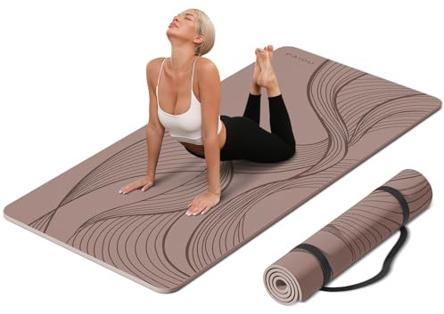 PAIDU Large Yoga Mat-72’x36’x0.4’ Extra Width ＆ Thick,Comfortable,Non-Slip Exercise Mat-Works Great on All Floor for Stretching,Yoga Studio,Gym or Home Workouts (Brown)
