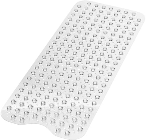 Crynvor Halkfri PVC-bad-/duschmatta, badkarsmatta med sugkopp och dräneringshål, perfekt för äldre och barn (transparent, 100 x 40 cm)