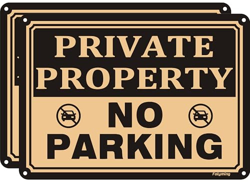 2 Pack Private Property No Parking Sign Private Safety Metal Outdoor Signs 10X7 inches Metal Rust Aluminum UV Protected Waterproof Sturdy Easy Mounting