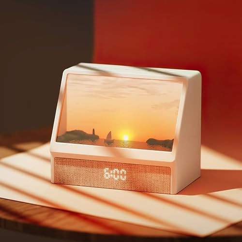 Despertador Luz, 2025 Upgrade Wake Up Light LED Simulación de Amanecer y Atardece,6 Luces de Colores multiple Sonidos Naturales,Función Snooze, para Adulto/Infantil [Clase de eficiencia energética G]