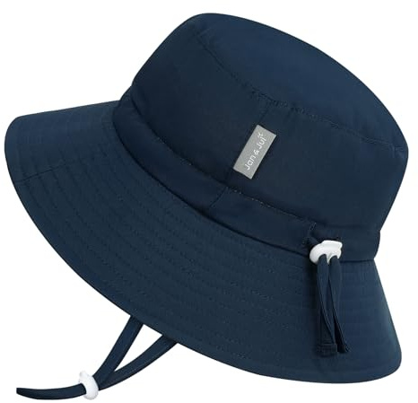 Jan & Jul Jungen Schnell trocknender Bucket Hat für Schwimmen, wasserabweisender Strandhut für Babys (S: 0-6 Monate, Dunkles Marineblau)