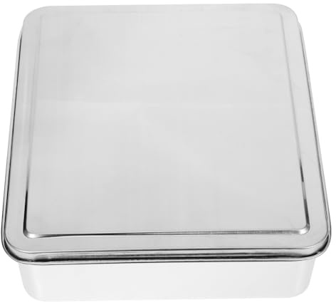 Hemobllo Plaque de Cuisson Inox avec Couvercle Plat à Gâteau Moule à Tiramisu et Pâtisserie Acier Inoxydable Facile à Nettoyer Ustensile de Pâtisserie Sûr et Pratique
